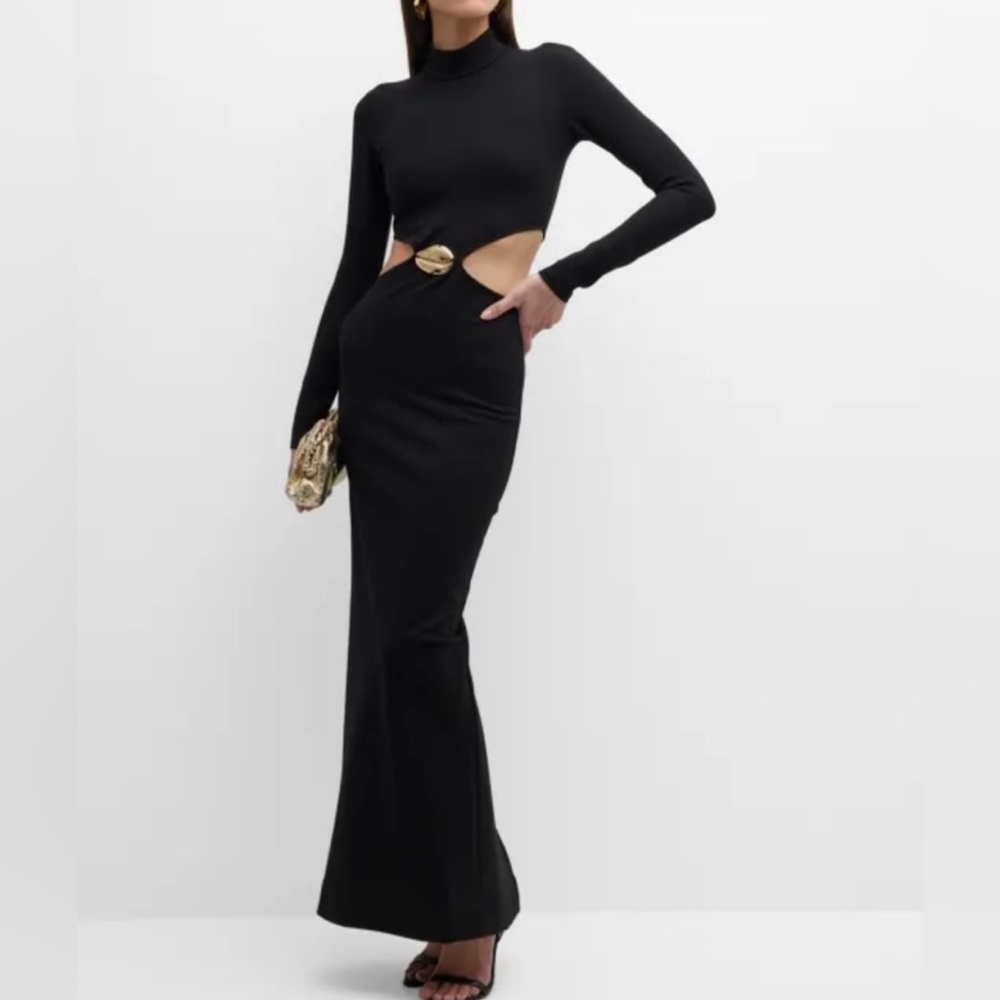 STAUD Arlette Black Cut-Out Gown Dress - size Small